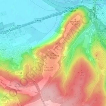 Mapa topográfico Ackersberg, altitud, relieve
