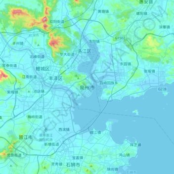 Mapa topográfico Quanzhou, altitud, relieve