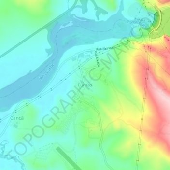 Mapa topográfico Furnas, altitud, relieve