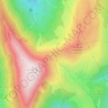 Mapa topográfico Col du Sénépy, altitud, relieve