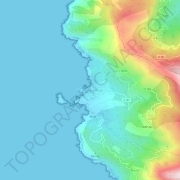 Mapa topográfico Port de Centuri, altitud, relieve
