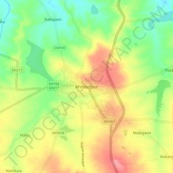 Mapa topográfico Ahmadpur, altitud, relieve
