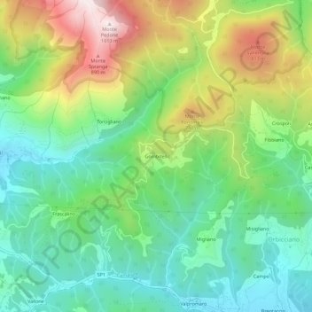 Mapa topográfico Gombitelli, altitud, relieve