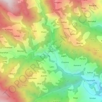 Mapa topográfico Chhatri, altitud, relieve