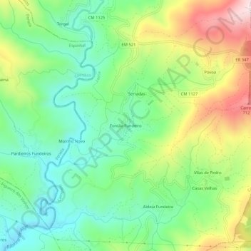 Mapa topográfico Fontão Fundeiro, altitud, relieve