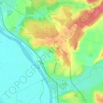 Mapa topográfico Marigny, altitud, relieve