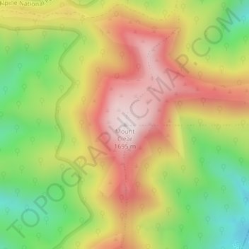 Mapa topográfico Mount Clear, altitud, relieve