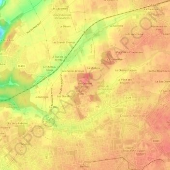 Mapa topográfico Les Grandes Brosses, altitud, relieve