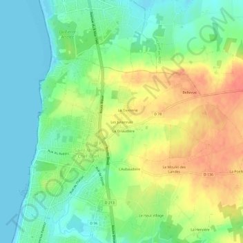 Mapa topográfico Les Juliennais, altitud, relieve