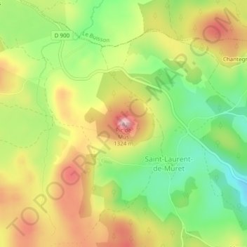 Mapa topográfico Pic de Mus, altitud, relieve