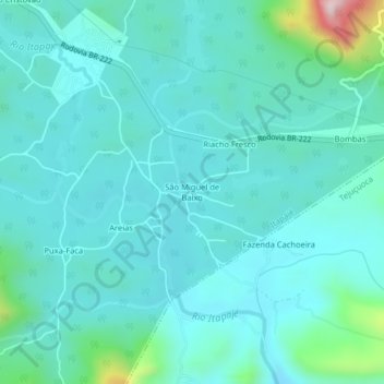 Mapa topográfico São Miguel de Baixo, altitud, relieve