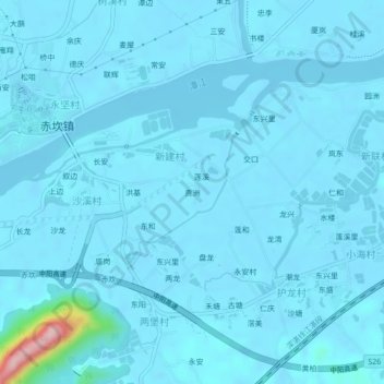 Mapa topográfico Guizhou, altitud, relieve