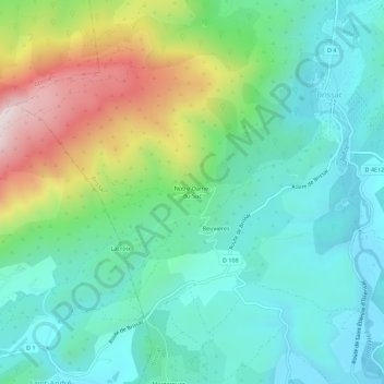 Mapa topográfico Notre-Dame-du-Suc, altitud, relieve