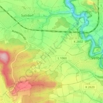 Mapa topográfico Dörrenzimmern, altitud, relieve
