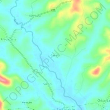 Mapa topográfico Sarala, altitud, relieve