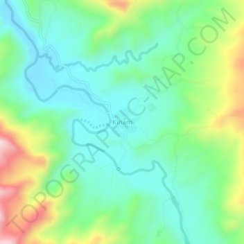 Mapa topográfico Kinam, altitud, relieve