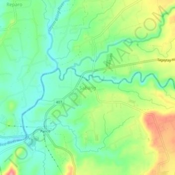 Mapa topográfico Sabang, altitud, relieve