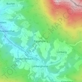 Mapa topográfico Eggersberg, altitud, relieve