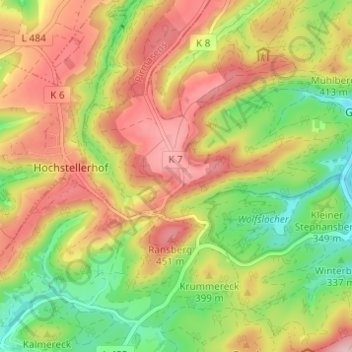 Mapa topográfico Kettrichhof, altitud, relieve
