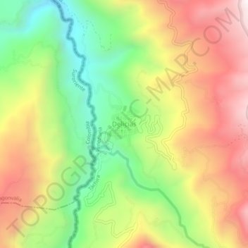 Mapa topográfico Delicias, altitud, relieve