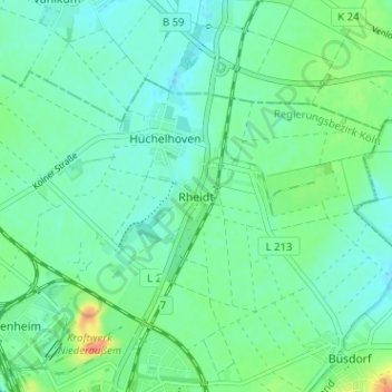 Mapa topográfico Rheidt, altitud, relieve