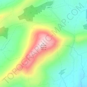 Mapa topográfico Mount Gabriel, altitud, relieve