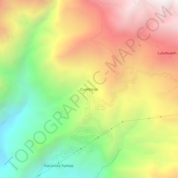 Mapa topográfico Cumbicus, altitud, relieve