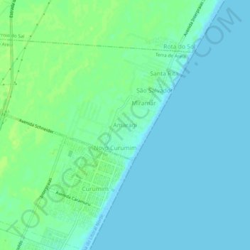 Mapa topográfico Amaragi, altitud, relieve