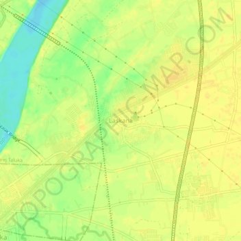 Mapa topográfico Laskana, altitud, relieve