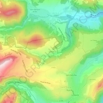 Mapa topográfico Conche, altitud, relieve