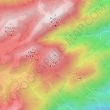 Mapa topográfico Pico da Vigia, altitud, relieve