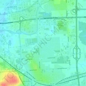 Mapa topográfico Franklin Park, altitud, relieve