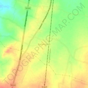 Mapa topográfico Nallampalli, altitud, relieve