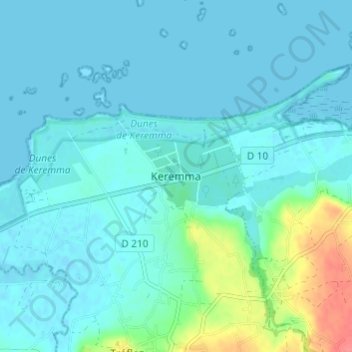 Mapa topográfico Keremma, altitud, relieve