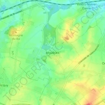 Mapa topográfico Moulbaix, altitud, relieve