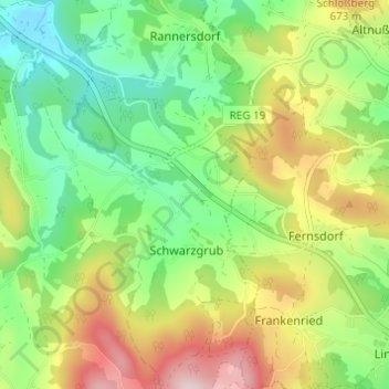 Mapa topográfico Taging, altitud, relieve