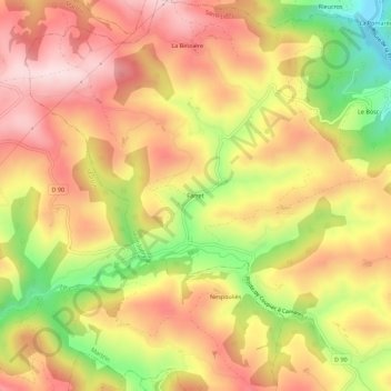 Mapa topográfico Farret, altitud, relieve