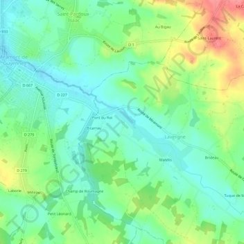 Mapa topográfico Joncadis, altitud, relieve