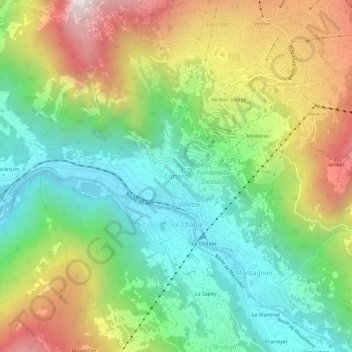 Mapa topográfico Cotterg, altitud, relieve