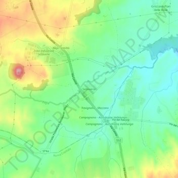 Mapa topográfico Settevene, altitud, relieve