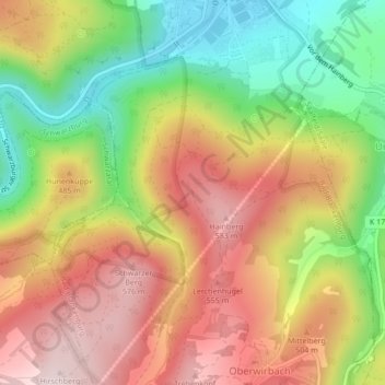 Mapa topográfico Höchster Punkt, altitud, relieve