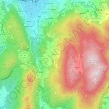 Mapa topográfico Leboriz, altitud, relieve