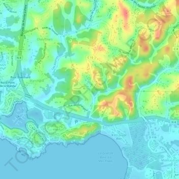 Mapa topográfico Labrousse, altitud, relieve