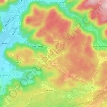 Mapa topográfico Oroz, altitud, relieve