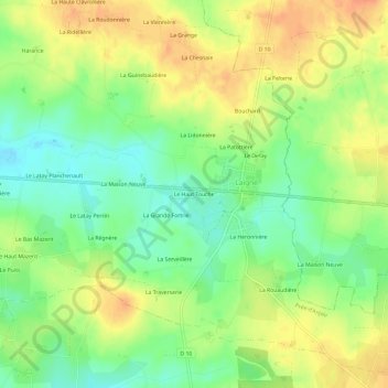 Mapa topográfico Le Haut Touche, altitud, relieve