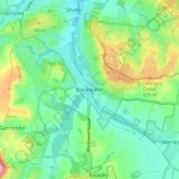 Mapa topográfico Blackwater, altitud, relieve