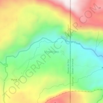 Mapa topográfico Manurigao, altitud, relieve