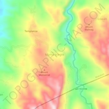 Mapa topográfico Monte Alegre, altitud, relieve