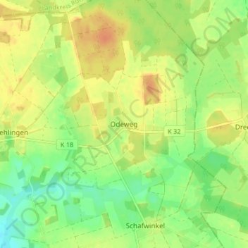 Mapa topográfico Odeweg, altitud, relieve