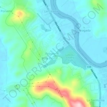 Mapa topográfico Providencia, altitud, relieve